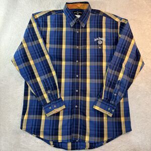 Jack Daniels Button Front Shirt Large Blue Plaid Embroidere Old No 7 Whiskey